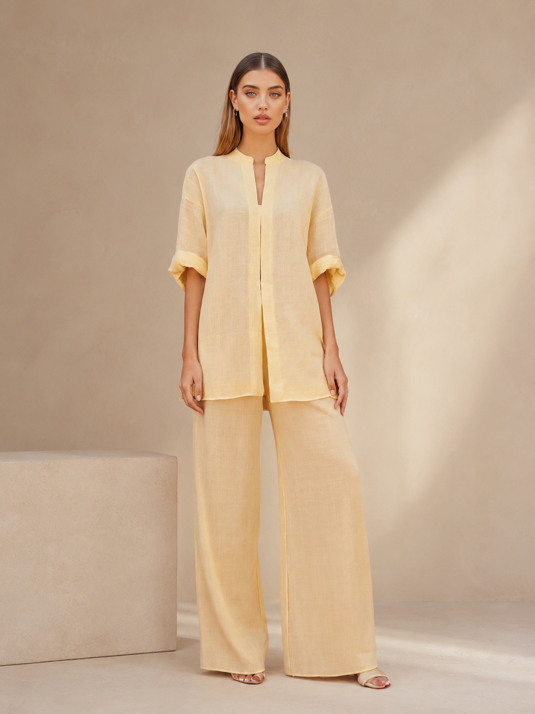 Butter Yellow linen coord set