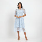Blue cutwork dress