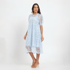 Blue cutwork dress