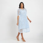 Blue cutwork dress