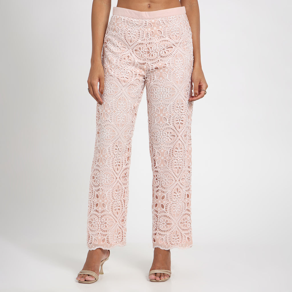 Pink lace cutwork coord set