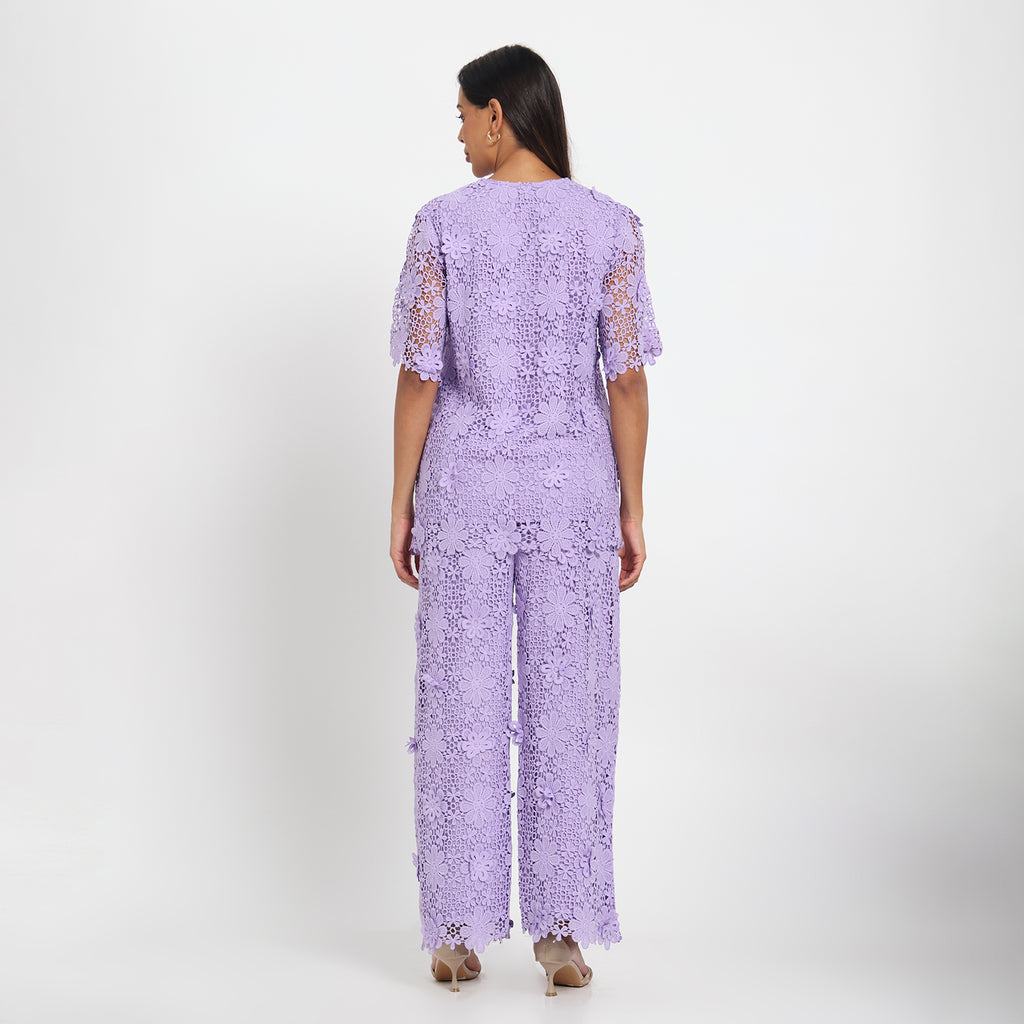 Lilac 3D schiffli coord set