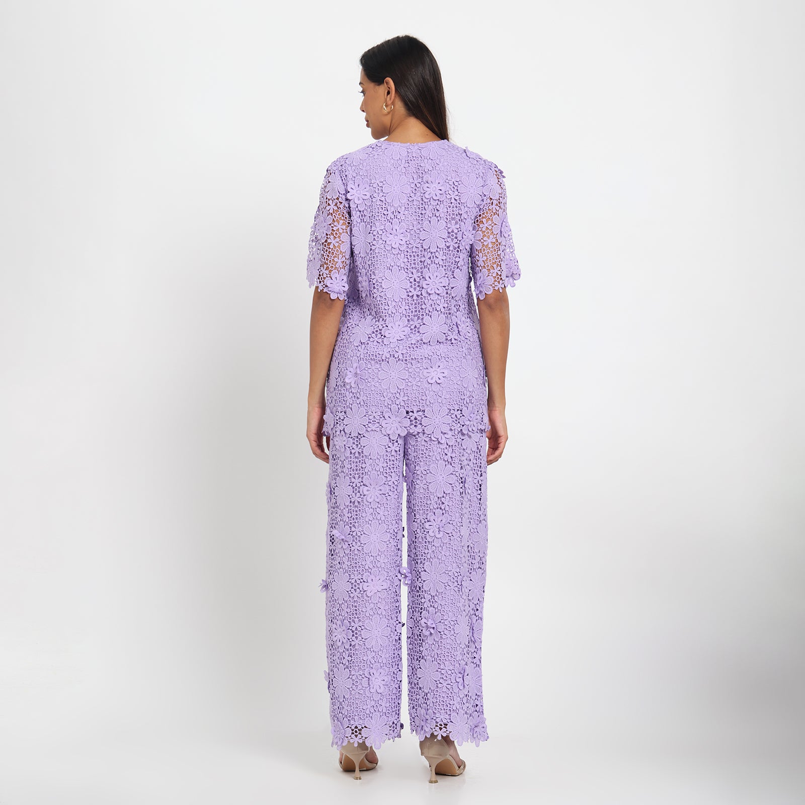 Lilac 3D schiffli coord set