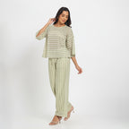 Green and White chevron patterned coord set