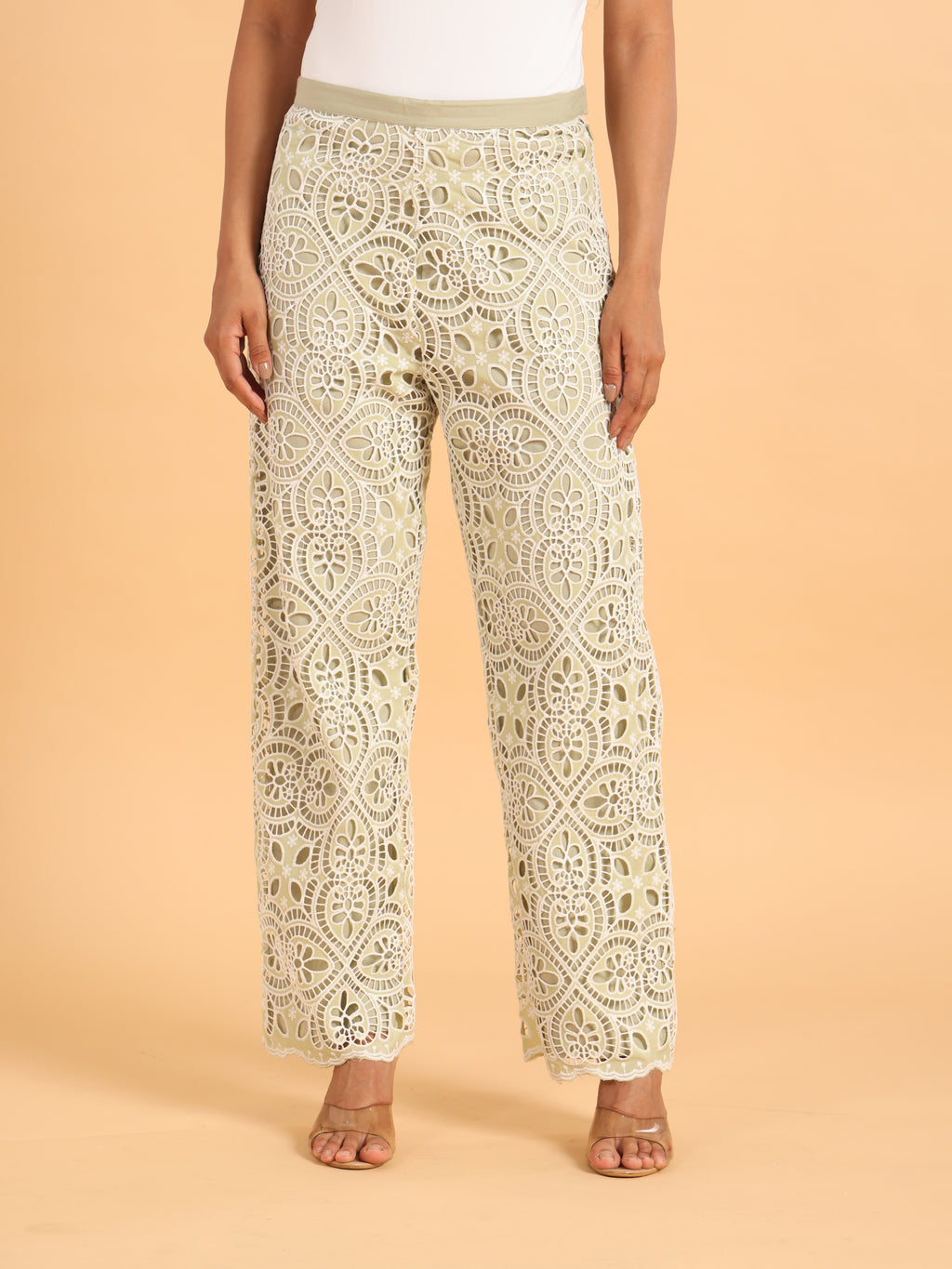 Sage green cutwork coord set