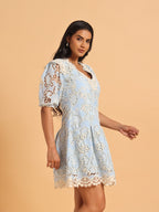 Lavender lace one shoulder dress with bag
