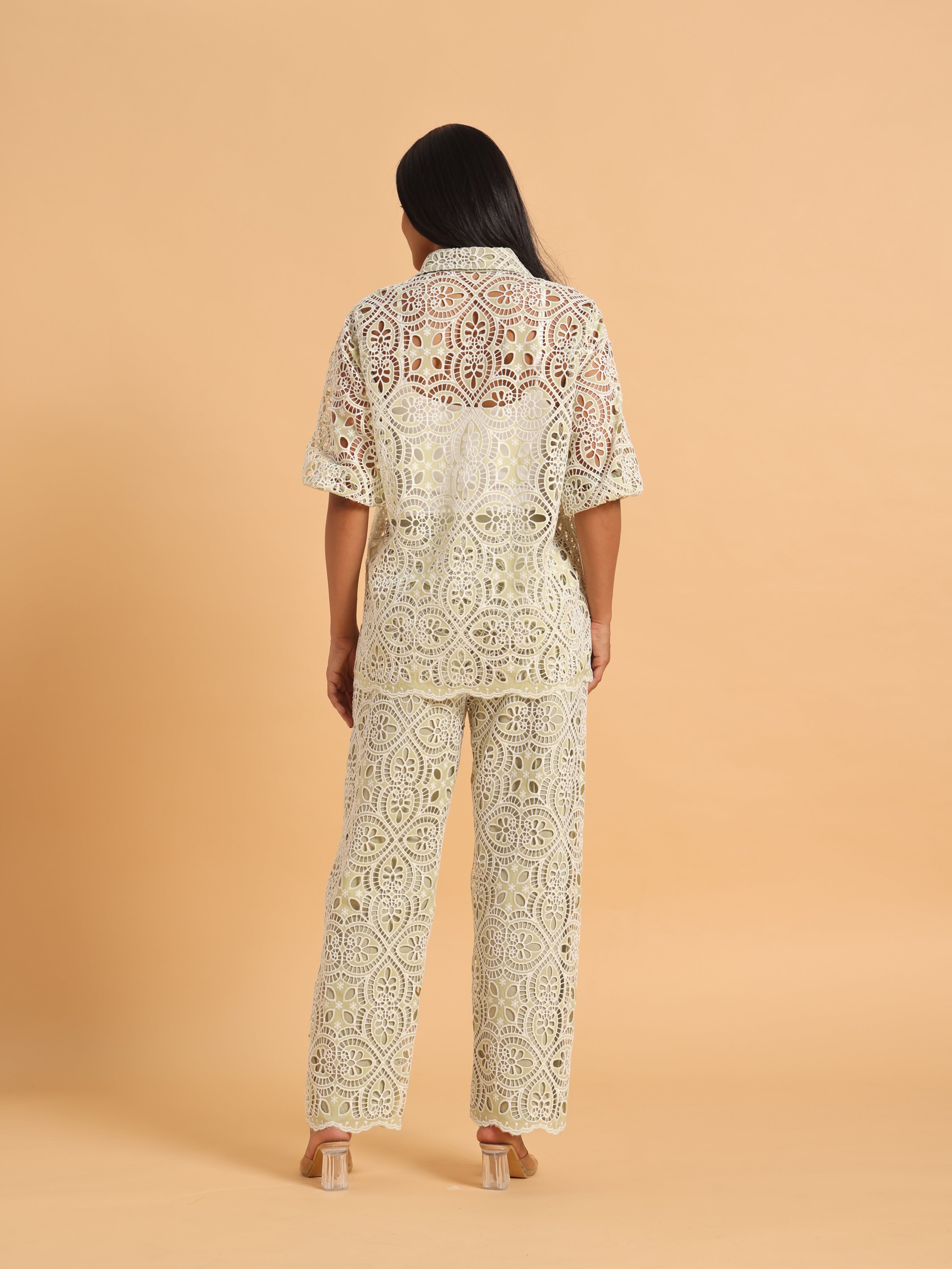 Sage green cutwork coord set