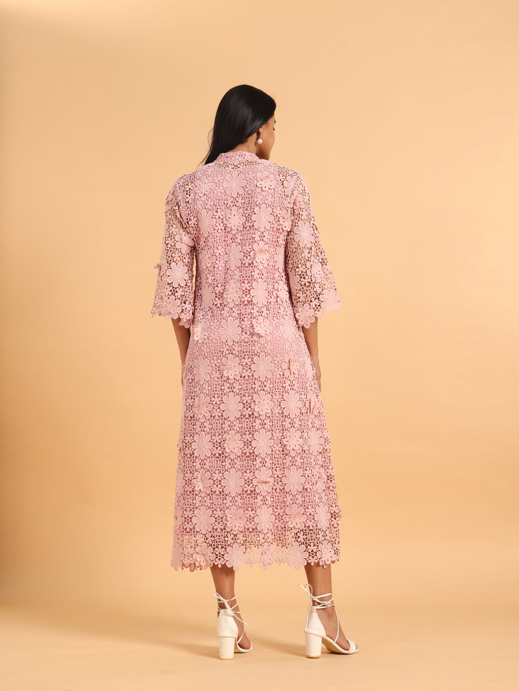 Pink 3D schiffli dress