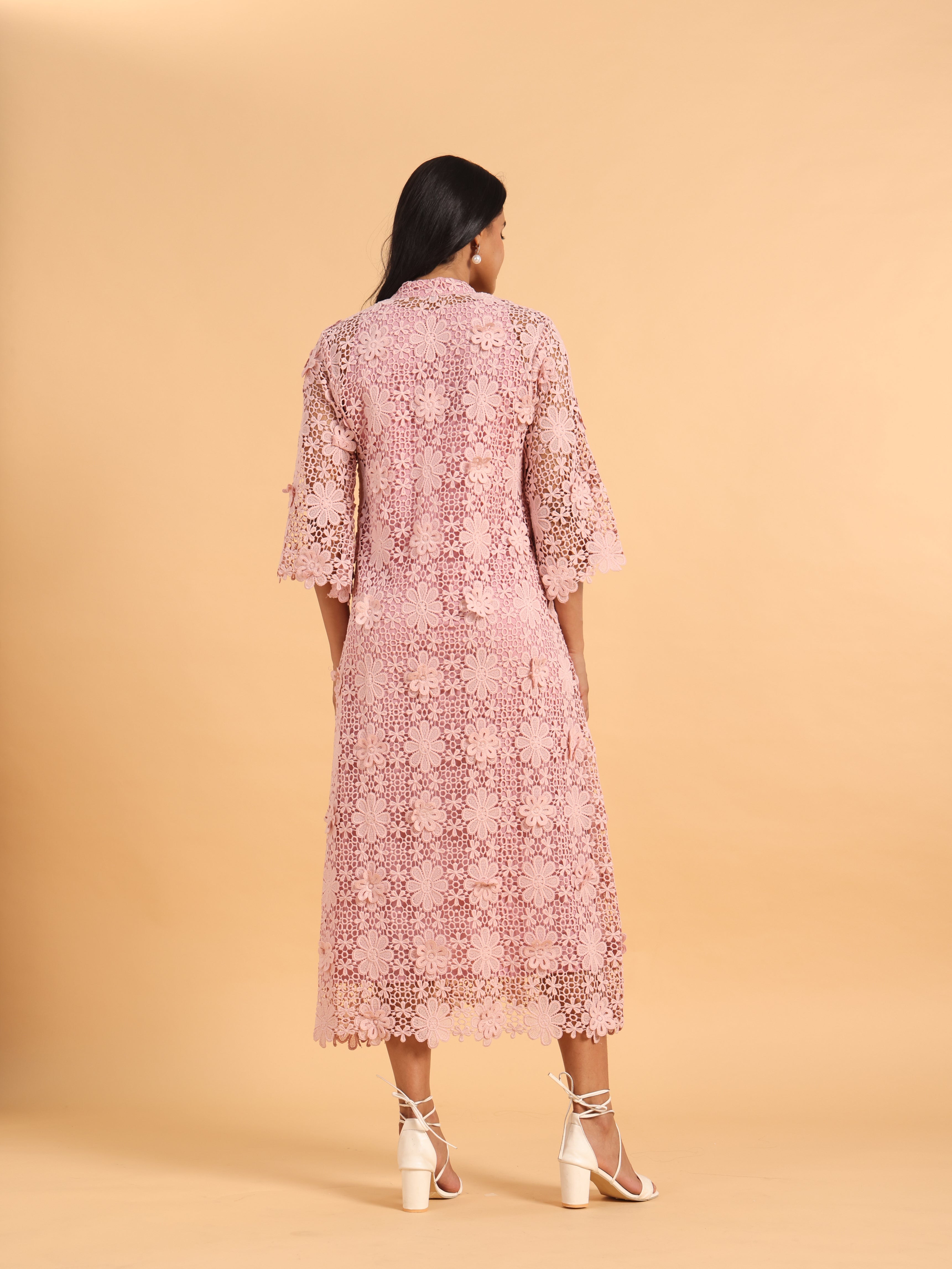 Pink 3D schiffli dress