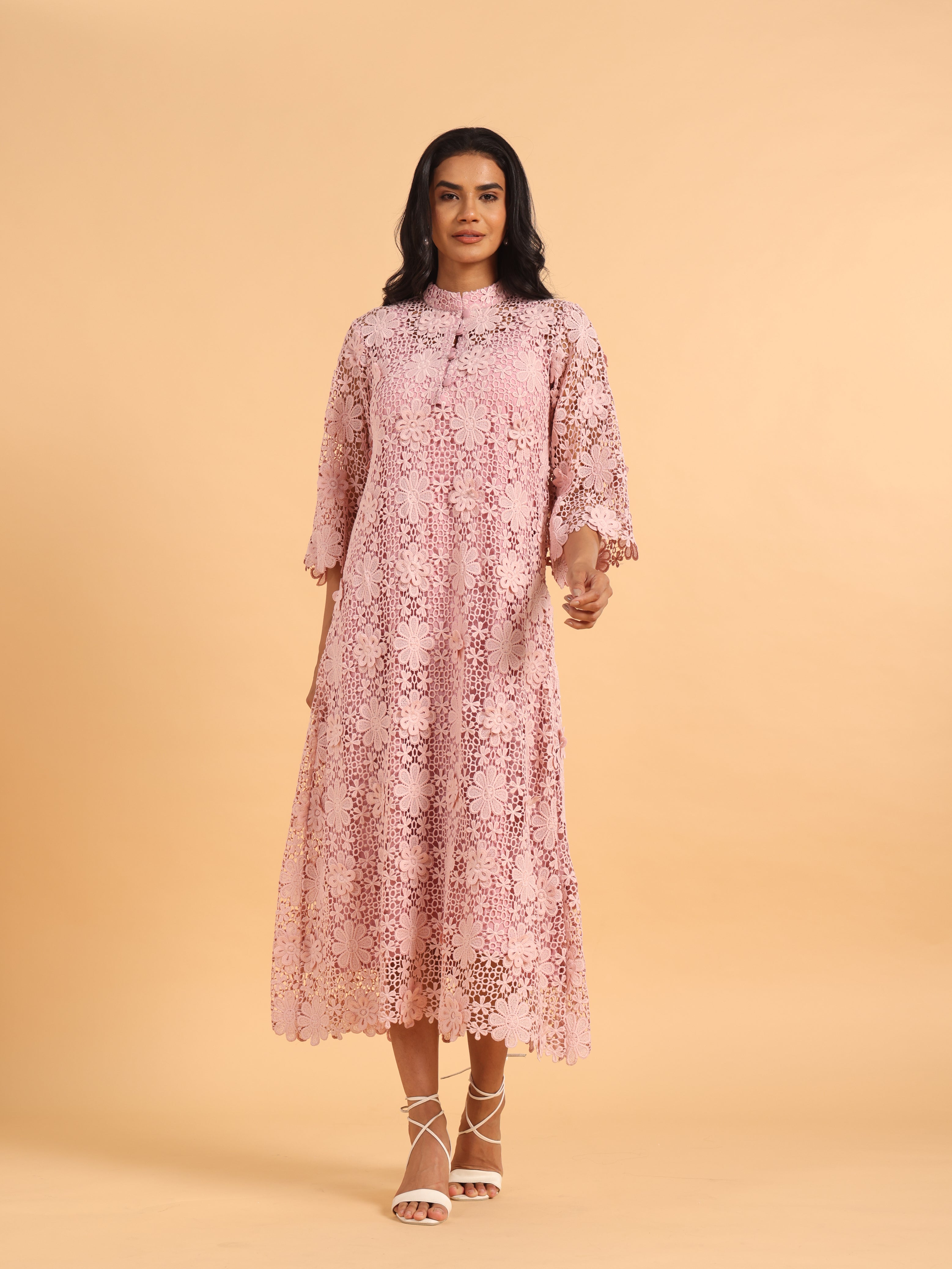 Pink 3D schiffli dress