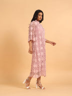 Pink 3D schiffli dress