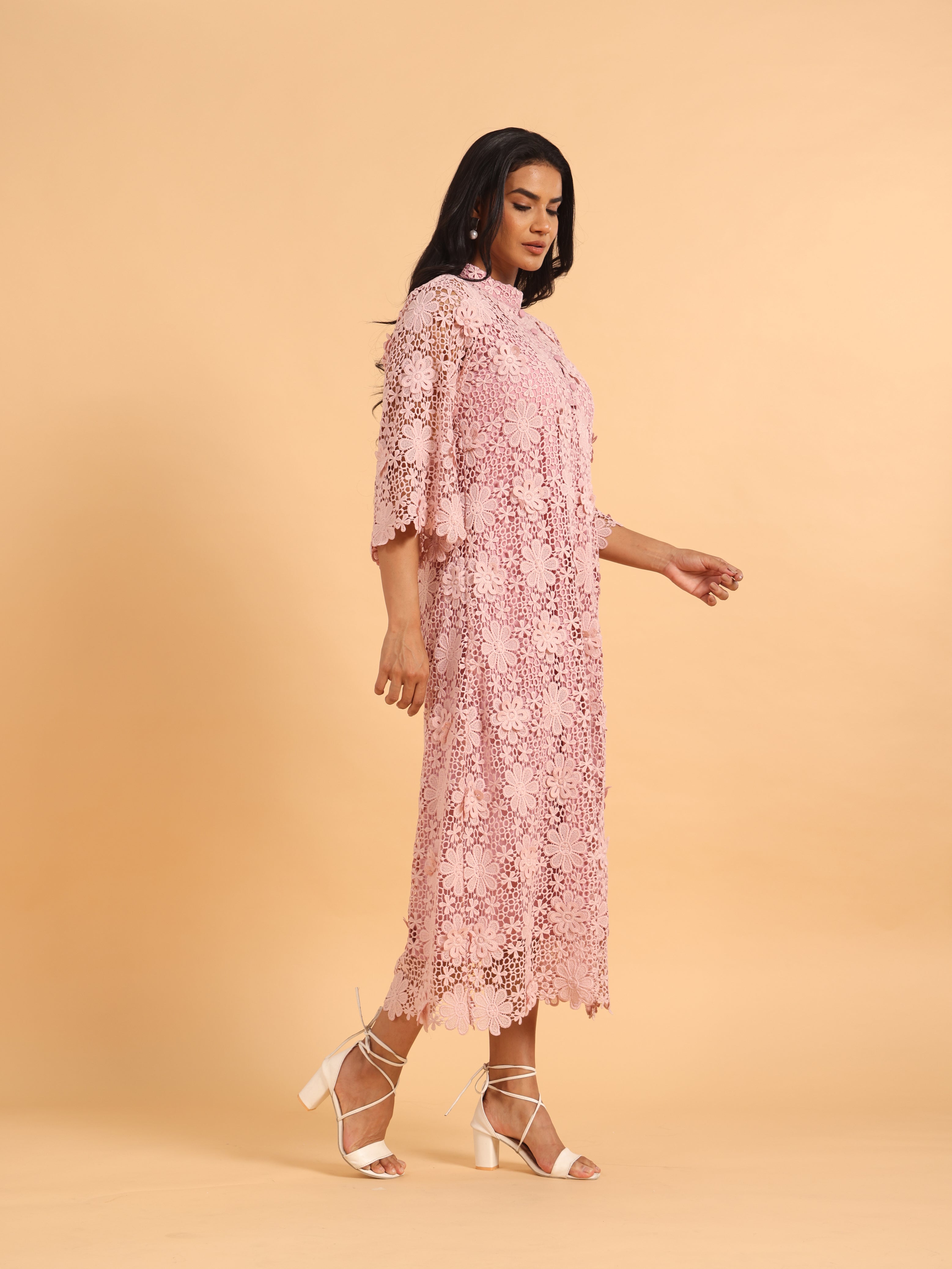 Pink 3D schiffli dress