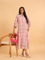 Pink 3D schiffli dress