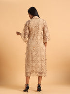 Beige 3D schiffli dress