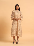Beige 3D schiffli dress