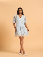 Blue floral lace dress