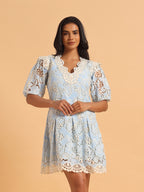 Blue floral lace dress