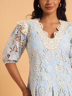 Blue floral lace dress