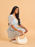 Blue floral lace dress