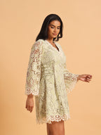 Pistachio green lace mini dress
