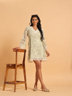 Pistachio green lace mini dress