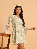 Pistachio green lace mini dress