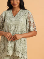 Sage green 3D schiffli coord set