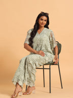 Sage green 3D schiffli coord set