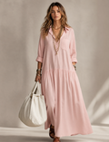Pink maxi shirt dress
