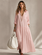 Pink maxi shirt dress