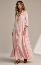 Pink maxi shirt dress