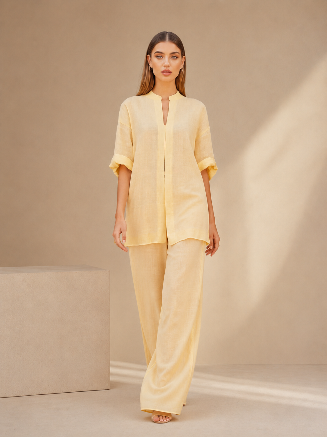 Butter Yellow linen coord set