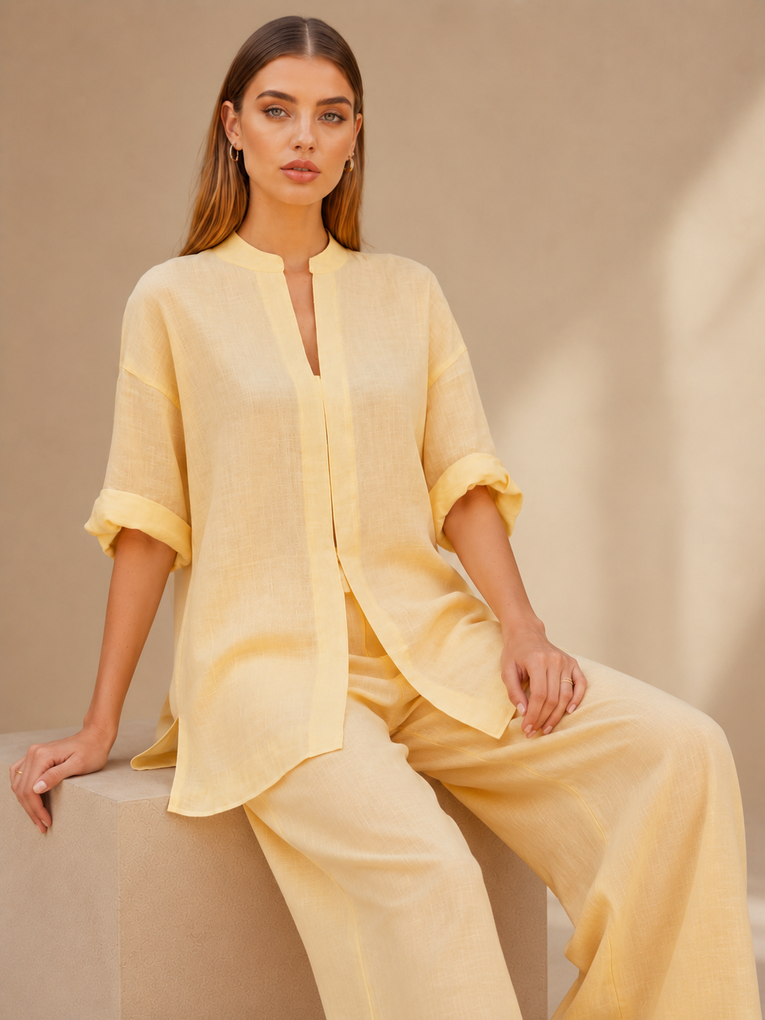 Butter Yellow linen coord set