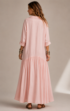 Pink maxi shirt dress