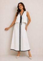 White A- line midi skirt set