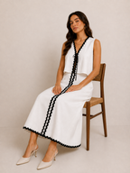 White A- line midi skirt set