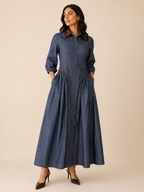 Leather accent denim dress