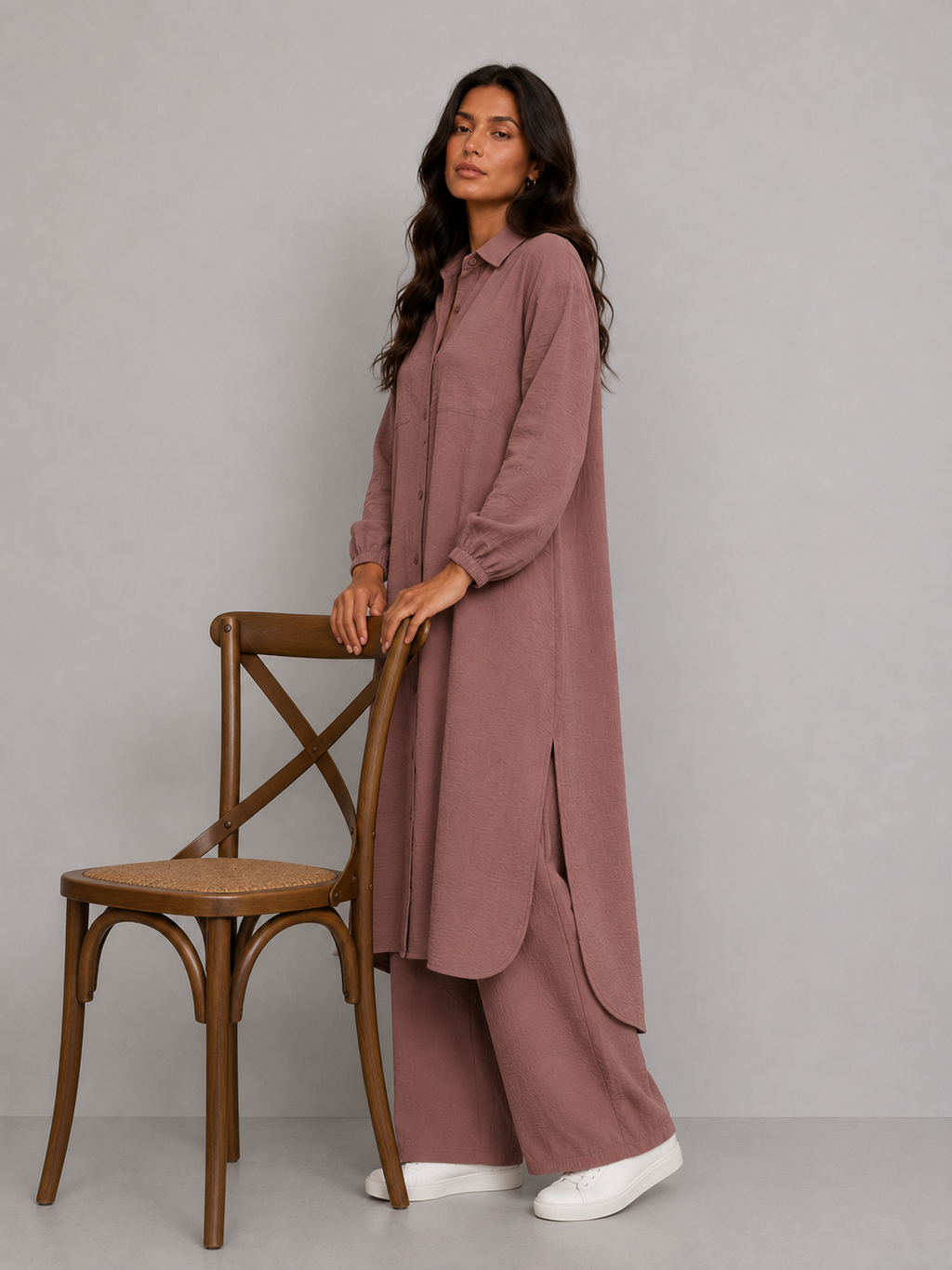 Rosewood long shirt tunic set