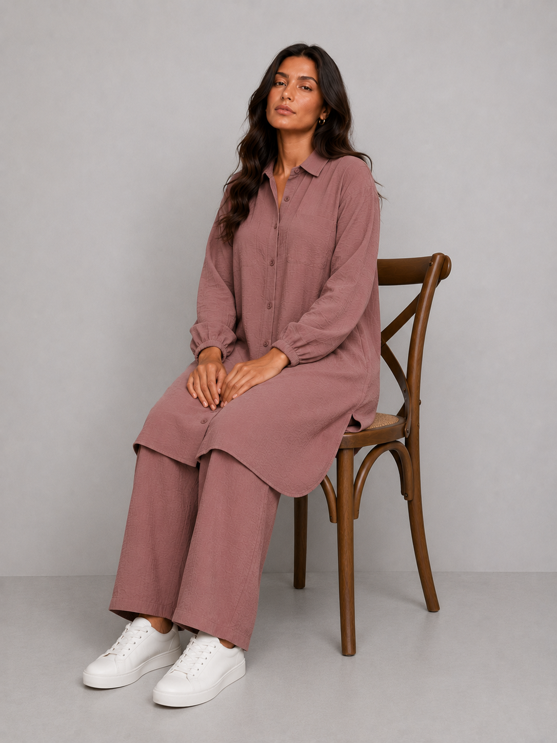 Rosewood long shirt tunic set