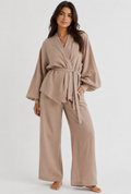 Beige crinkled coord set