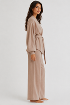 Beige crinkled coord set