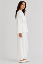 White crinkled coord set