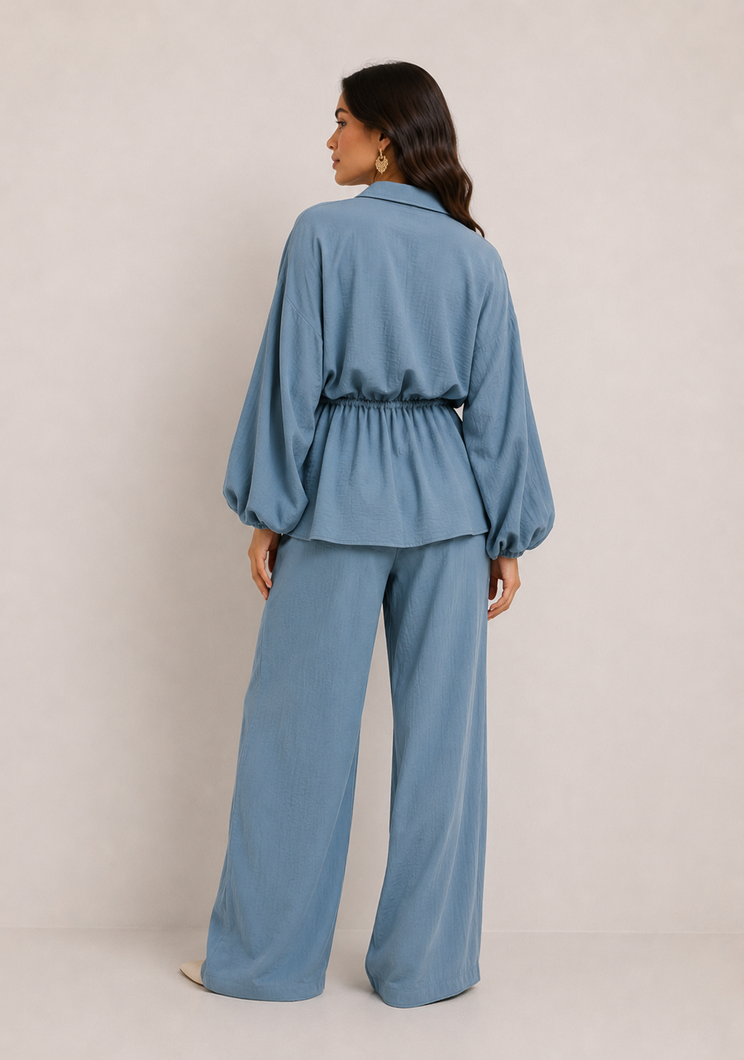 Blue drawstring coord set