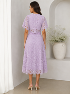 Lavender cutwork skirt set