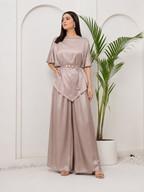 Dusty Rose satin coord set with potli bag