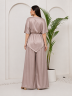 Dusty Rose satin coord set with potli bag