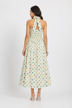 Multicolor polka dot halter dress