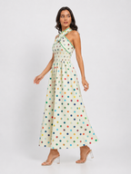 Multicolor polka dot halter dress