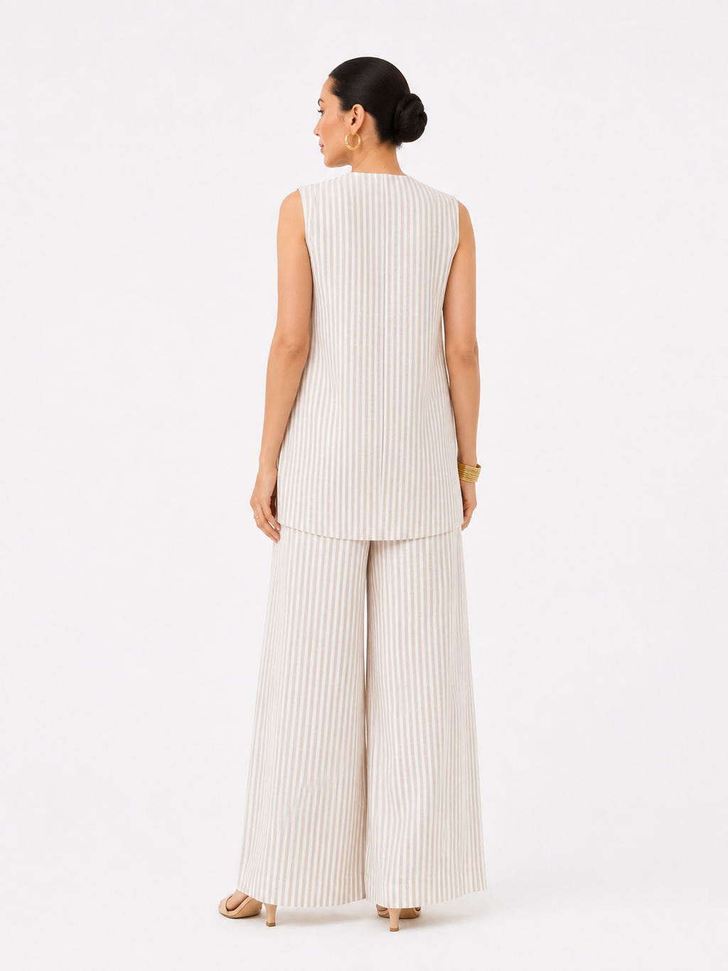 Striped sleeveless vest 3pcs set