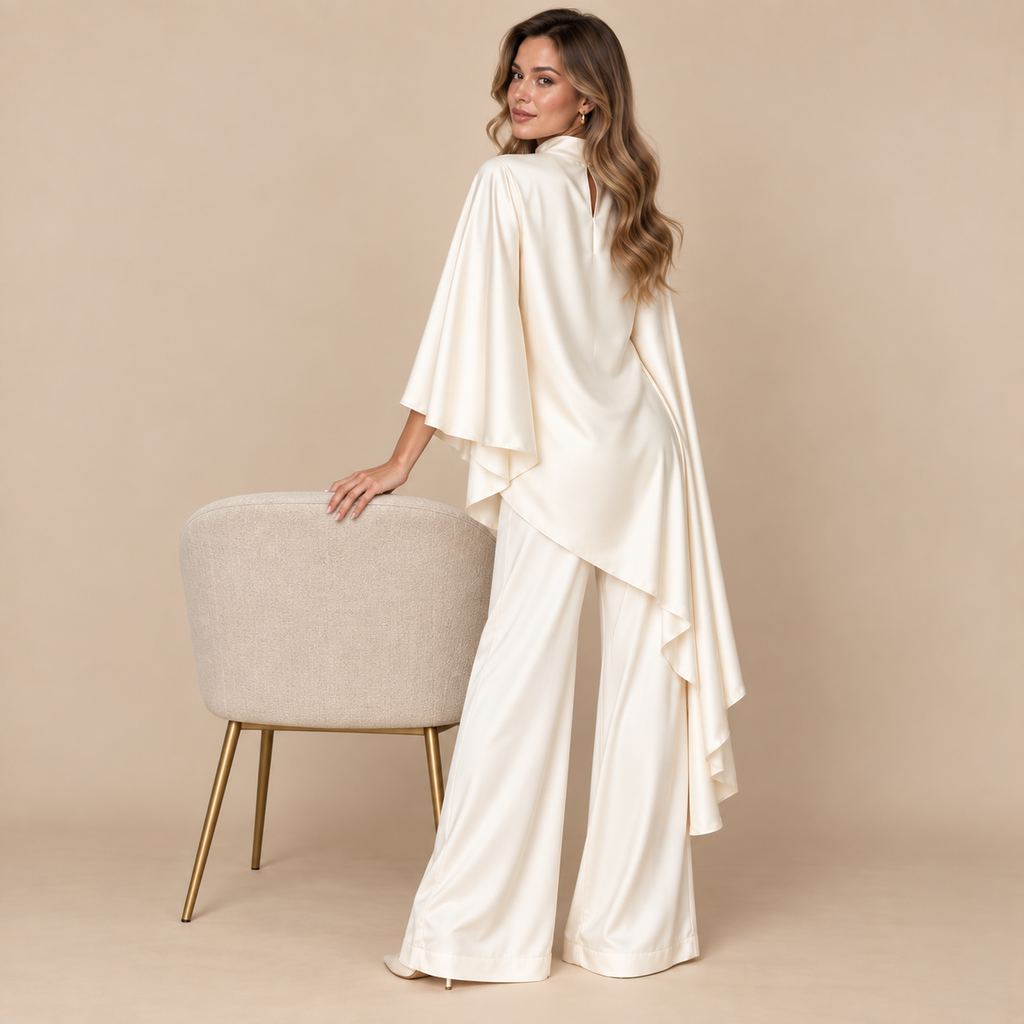 Ivory Satin Cape Co-ord Set